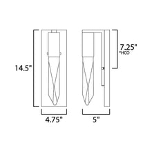 Load image into Gallery viewer, Quartz LED Bath Wall Light - line drawing.