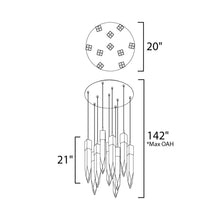 Load image into Gallery viewer, Quartz LED Multi-Light Pendant Light - line drawing.