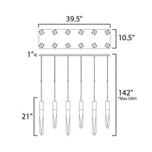 Load image into Gallery viewer, Quartz LED Multi-Light Pendant Light - line drawing.