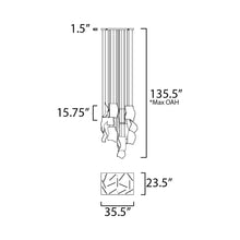 Load image into Gallery viewer, Rinkle LED Linear Pendant Light - line drawing.
