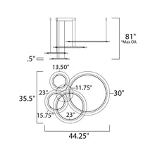Load image into Gallery viewer, Saturn II LED Multi Light Pendant Light - line drawing.