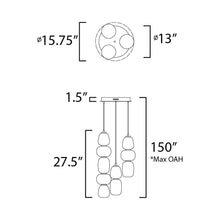 Load image into Gallery viewer, Soji LED Multi Light Pendant Light - line drawing.