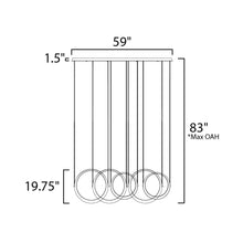 Load image into Gallery viewer, Tether LED Multi-Light Pendant Light - line drawing.