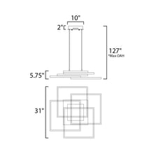Load image into Gallery viewer, Traverse LED Pendant Light - line drawing.