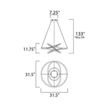 Load image into Gallery viewer, Twisted LED Pendant Light - line drawing.