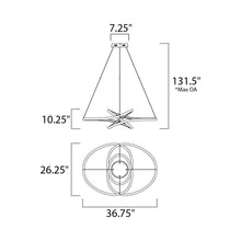 Load image into Gallery viewer, Twisted LED Pendant Light - line drawing.