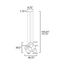Load image into Gallery viewer, Union LED Multi-Light Pendant Light - line drawing.