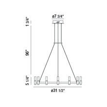 Load image into Gallery viewer, Albany LED Ring Chandelier - line drawing.