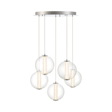 Load image into Gallery viewer, Atomo LED Multi Light Pendant Light in Chrome/Clear (5-Light).