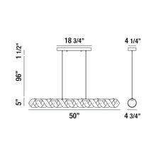 Load image into Gallery viewer, Banderia LED Linear Pendant Light - line drawing.