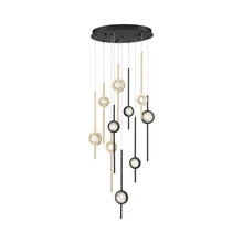 Load image into Gallery viewer, Barletta LED Multi Light Pendant Light in Black Anodized Aluminum/Brass Anodized Aluminum (10-Light).