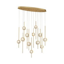 Load image into Gallery viewer, Barletta Oval LED Multi Light Pendant Light in Brass.
