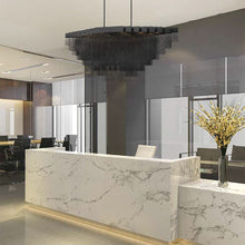 Load image into Gallery viewer, Bloomfield Oval LED Chandelier in office.