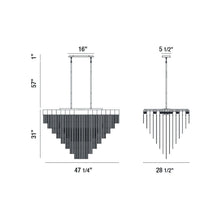 Load image into Gallery viewer, Bloomfield Oval LED Chandelier - line drawing.
