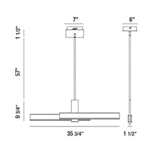 Load image into Gallery viewer, Cameno LED Linear Pendant Light - line drawing.