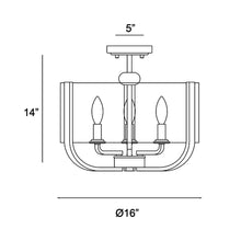 Load image into Gallery viewer, Campisi Semi Flush Mount Ceiling Light - line drawing.