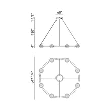 Load image into Gallery viewer, Circolo LED Ring Chandelier - line drawing.