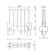 Load image into Gallery viewer, Coburg LED Chandelier - line drawing.