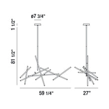 Load image into Gallery viewer, Crossroads LED Chandelier - line drawing.