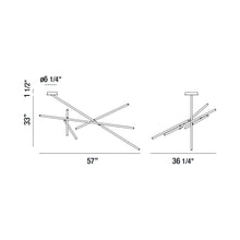 Load image into Gallery viewer, Crossroads LED Semi Flush Mount Ceiling Light - line drawing.