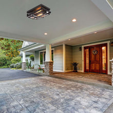 Load image into Gallery viewer, Muller Outdoor Flush Mount Ceiling Light in Outside Area.