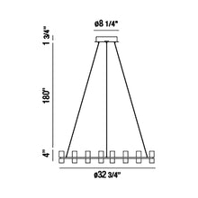 Load image into Gallery viewer, Netto LED Chandelier - line drawing.