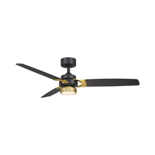 Load image into Gallery viewer, Amped LED Ceiling Fan in Black/Brushed Brass.