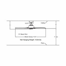 Load image into Gallery viewer, Doren LED Ceiling Fan - line drawing.
