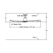 Load image into Gallery viewer, Kute Indoor / Outdoor LED Ceiling Fan - line drawing.