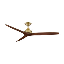 Load image into Gallery viewer, Spitfire Ceiling Fan in Brushed Satin Brass/Whiskey Wood/60-Inch.