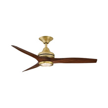 Load image into Gallery viewer, Spitfire LED Ceiling Fan in Brushed Satin Brass/Whiskey Wood/48-Inch.