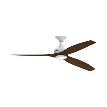 Load image into Gallery viewer, Spitfire LED Ceiling Fan in Matte White/Whiskey Wood/48-Inch.