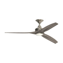 Load image into Gallery viewer, Spitfire LED Ceiling Fan in Brushed Nickel/Weathered Wood/60-Inch.