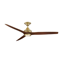 Load image into Gallery viewer, Spitfire LED Ceiling Fan in Brushed Satin Brass/Whiskey Wood/60-Inch.