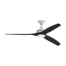 Load image into Gallery viewer, Spitfire LED Ceiling Fan in Matte White/Dark Walnut/60-Inch.