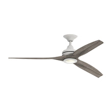 Load image into Gallery viewer, Spitfire LED Ceiling Fan in Matte White/Weathered Wood/60-Inch.