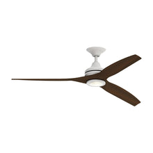 Load image into Gallery viewer, Spitfire LED Ceiling Fan in Matte White/Whiskey Wood/60-Inch.