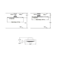 Load image into Gallery viewer, Spitfire LED Ceiling Fan - line drawing.