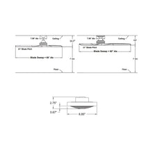 Load image into Gallery viewer, Spitfire LED Ceiling Fan - line drawing.