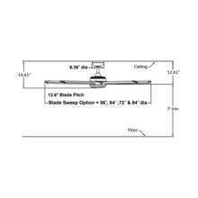 Load image into Gallery viewer, Stellar Custom 84 Inch LED Ceiling Fan - line drawing.