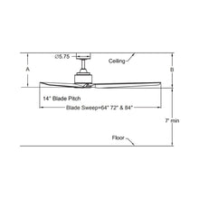 Load image into Gallery viewer, TriAire Custom 84" Ceiling Fan - line drawing.