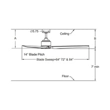 Load image into Gallery viewer, TriAire Custom Ceiling Fan - line drawing.