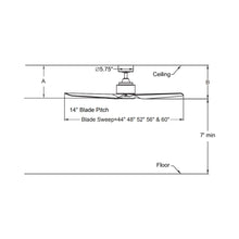 Load image into Gallery viewer, TriAire Custom LED Ceiling Fan - line drawing.