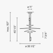 Load image into Gallery viewer, Flamingo 1550 LED Pendant Light - line drawing.