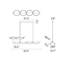 Load image into Gallery viewer, Almendra LED Linear Pendant Light - line drawing.