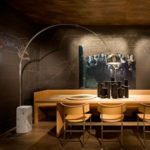 Load image into Gallery viewer, Arco Floor Lamp in dining room.