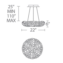 Load image into Gallery viewer, Fluffy LED Pendant Light - line drawing.