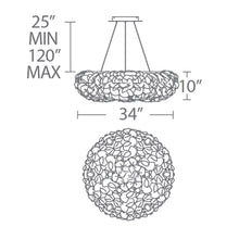 Load image into Gallery viewer, Fluffy LED Pendant Light - line drawing.