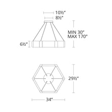 Load image into Gallery viewer, Forever LED Chandelier - line drawing.