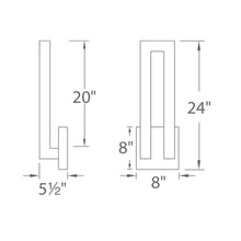 Load image into Gallery viewer, Forq Outdoor LED Wall Light - line drawing.